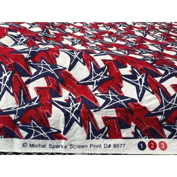 Patriotic Star Print Fabric 1/2 yard x 42" By Michal Sparks - Picture 3 of 4